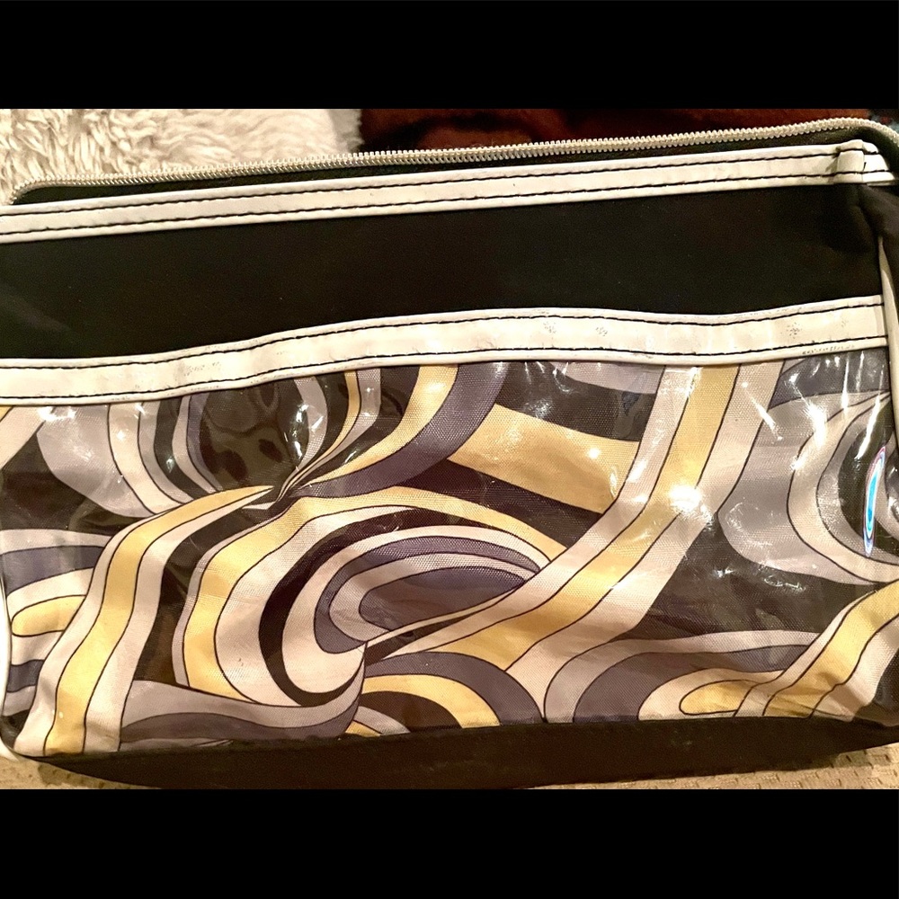 Lancôme makeup bag. Outer pouch. yellow, black, gray.